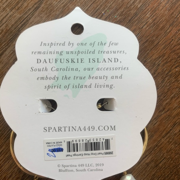 SPARTINA 449 Pearl drop hoop earrings NWT - Picture 4 of 7